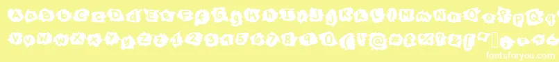 MissTerious-fontti – valkoiset fontit keltaisella taustalla