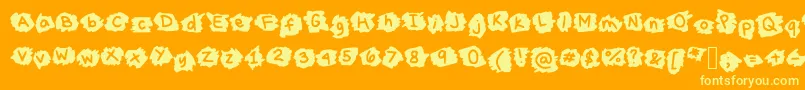 MissTerious-Schriftart – Gelbe Schriften auf orangefarbenem Hintergrund