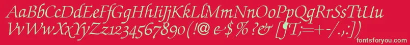 Шрифт ZabriskiescriptswashItalic – зелёные шрифты на красном фоне