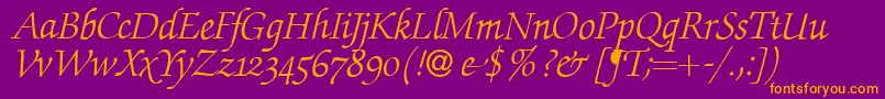 ZabriskiescriptswashItalic Font – Orange Fonts on Purple Background