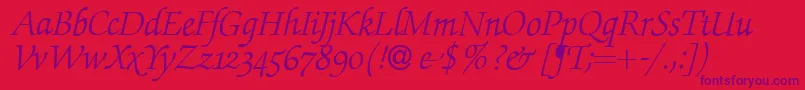 Czcionka ZabriskiescriptswashItalic – fioletowe czcionki na czerwonym tle
