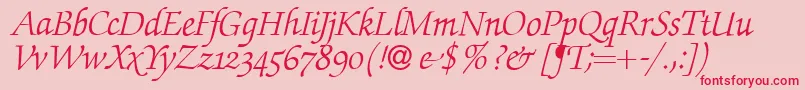 ZabriskiescriptswashItalic-Schriftart – Rote Schriften auf rosa Hintergrund