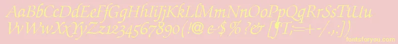 More about ZabriskiescriptswashItalic Font ZabriskiescriptswashItalic Font – Yellow Fonts on Pink Background