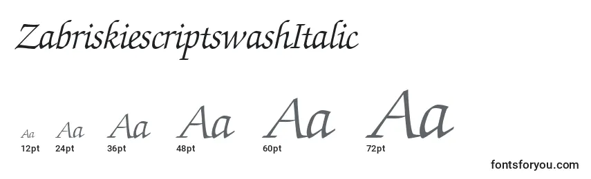 Размеры шрифта ZabriskiescriptswashItalic