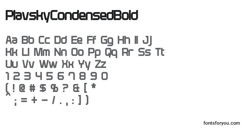 A fonte PlavskyCondensedBold – alfabeto, números, caracteres especiais