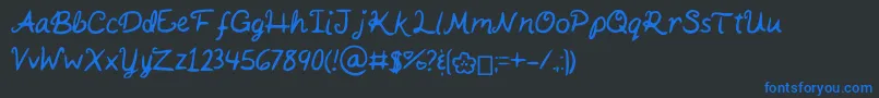 KaitSHandwriting Font – Blue Fonts on Black Background