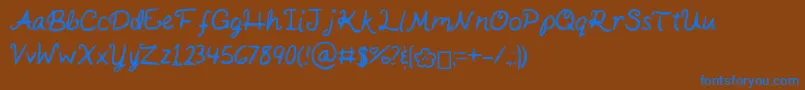 KaitSHandwriting Font – Blue Fonts on Brown Background