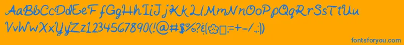 KaitSHandwriting-Schriftart – Blaue Schriften auf orangefarbenem Hintergrund