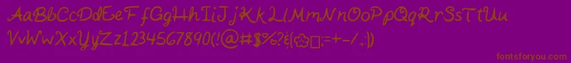 KaitSHandwriting-Schriftart – Braune Schriften auf violettem Hintergrund