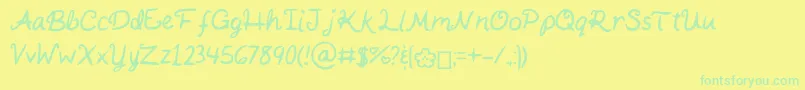 KaitSHandwriting Font – Green Fonts on Yellow Background