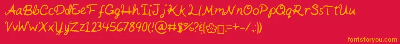 Fonte KaitSHandwriting – fontes laranjas em um fundo vermelho