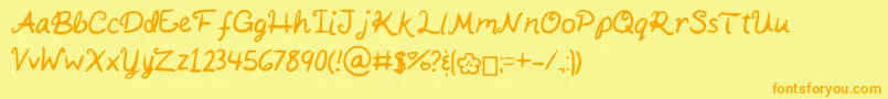 KaitSHandwriting Font – Orange Fonts on Yellow Background