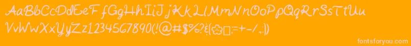 Fonte KaitSHandwriting – fontes rosa em um fundo laranja