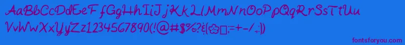 KaitSHandwriting Font – Purple Fonts on Blue Background