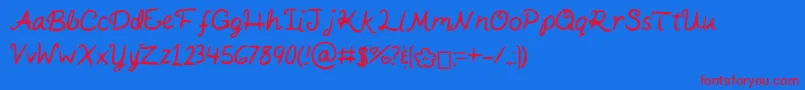 KaitSHandwriting Font – Red Fonts on Blue Background