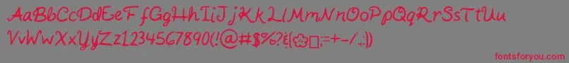 フォントKaitSHandwriting – 赤い文字の灰色の背景