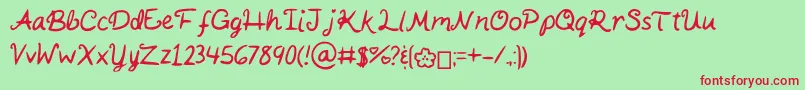 KaitSHandwriting Font – Red Fonts on Green Background