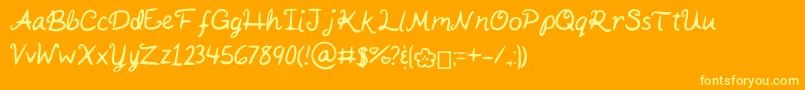 フォントKaitSHandwriting – オレンジの背景に黄色の文字