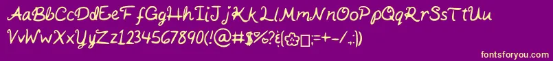 Fonte KaitSHandwriting – fontes amarelas em um fundo roxo
