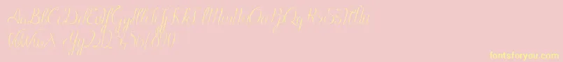 BlackOlivesDemo-Schriftart – Gelbe Schriften auf rosa Hintergrund