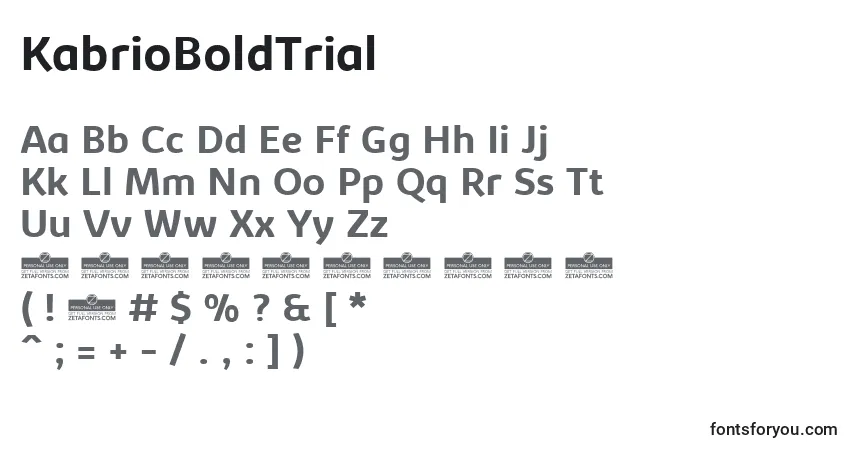 Schriftart KabrioBoldTrial – Alphabet, Zahlen, spezielle Symbole