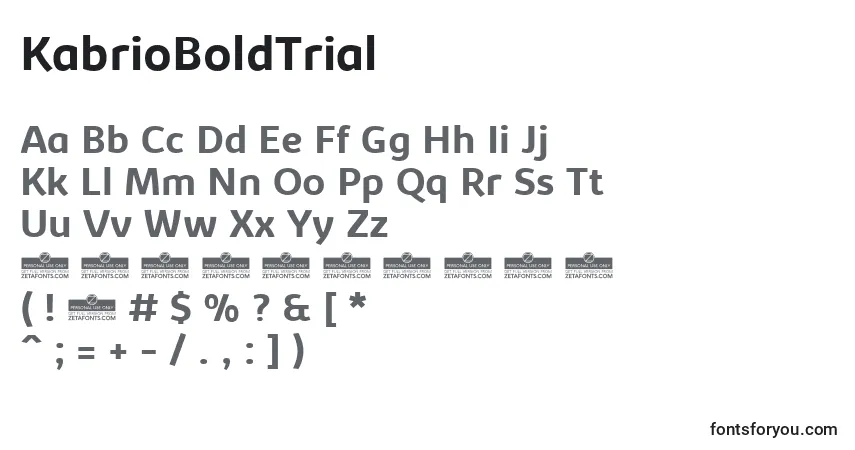 Fuente KabrioBoldTrial - alfabeto, números, caracteres especiales