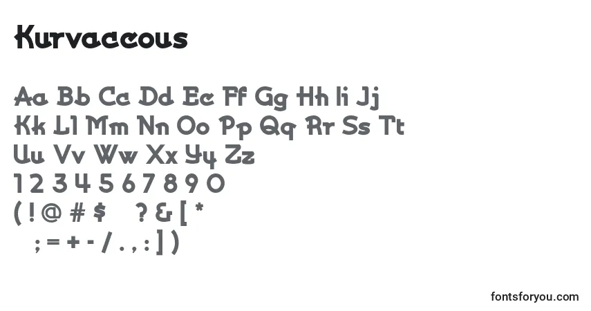 Schriftart Kurvaceous – Alphabet, Zahlen, spezielle Symbole