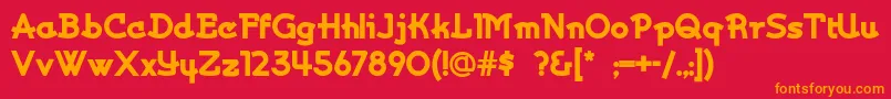 フォントKurvaceous – 赤い背景にオレンジの文字
