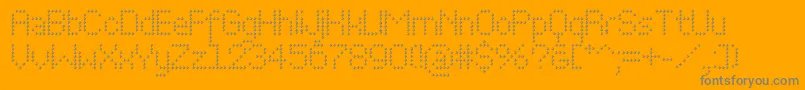 Perfocube-Schriftart – Graue Schriften auf orangefarbenem Hintergrund