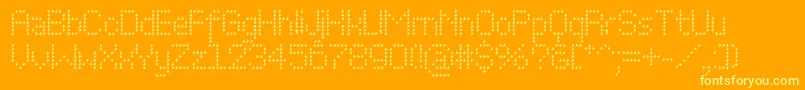 Perfocube-Schriftart – Gelbe Schriften auf orangefarbenem Hintergrund