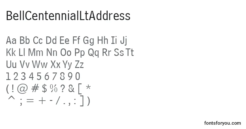 Fuente BellCentennialLtAddress - alfabeto, números, caracteres especiales