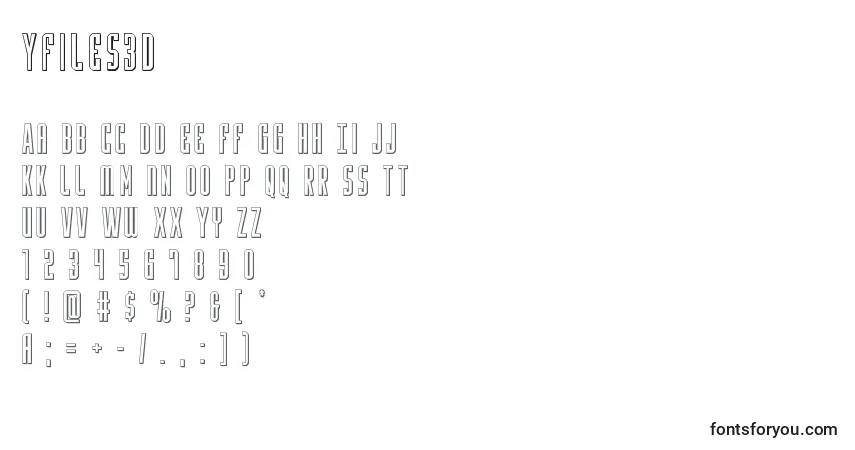 Schriftart Yfiles3D – Alphabet, Zahlen, spezielle Symbole