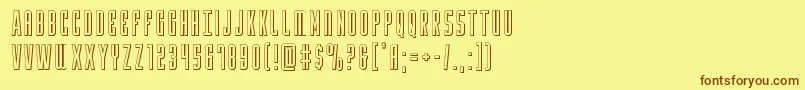 フォントYfiles3D – 茶色の文字が黄色の背景にあります。