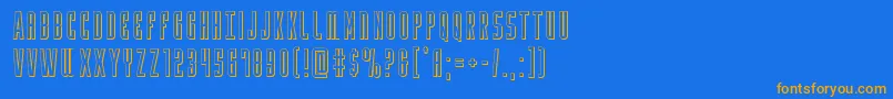 フォントYfiles3D – オレンジ色の文字が青い背景にあります。