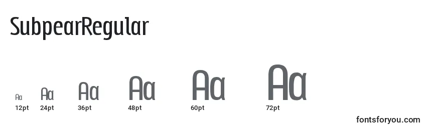 SubpearRegular Font Sizes