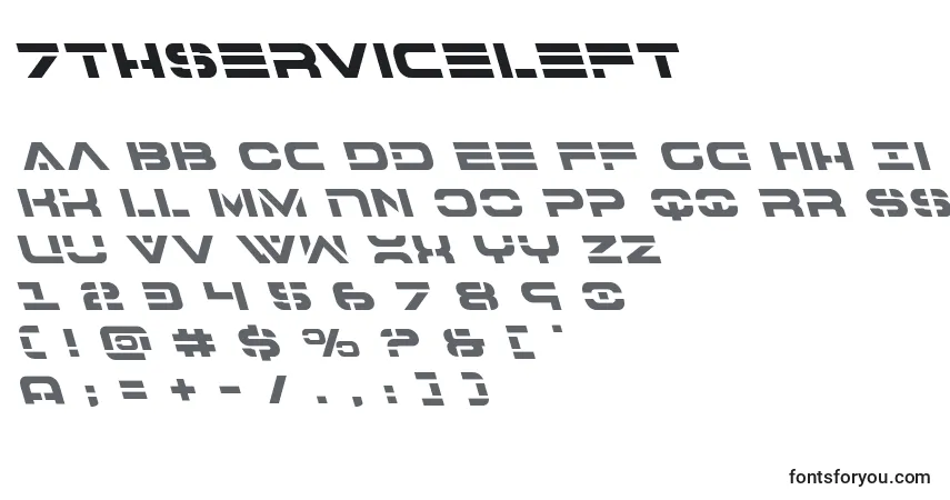 Czcionka 7thserviceleft – alfabet, cyfry, specjalne znaki