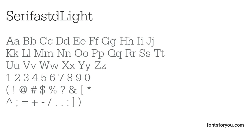 A fonte SerifastdLight – alfabeto, números, caracteres especiais