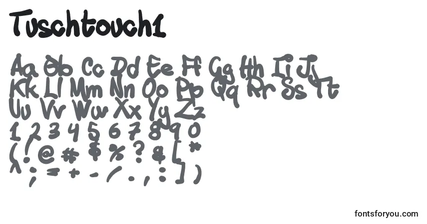 Tuschtouch1-fontti – aakkoset, numerot, erikoismerkit