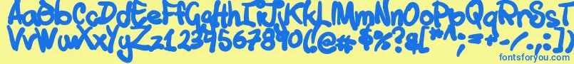 Tuschtouch1 Font – Blue Fonts on Yellow Background