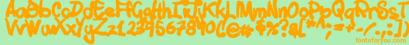 Tuschtouch1-Schriftart – Orangefarbene Schriften auf grünem Hintergrund