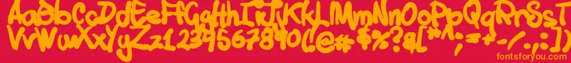 Czcionka Tuschtouch1 – pomarańczowe czcionki na czerwonym tle