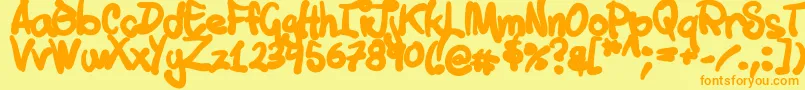 En savoir plus sur la police Tuschtouch1 Police Tuschtouch1 – polices orange sur fond jaune