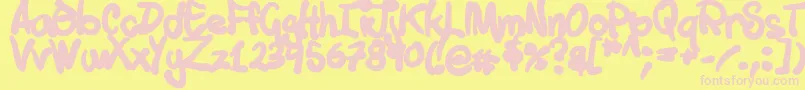 フォントTuschtouch1 – ピンクのフォント、黄色の背景