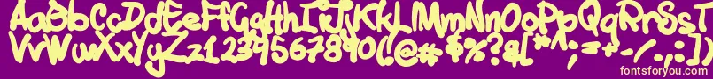 Tuschtouch1-Schriftart – Gelbe Schriften auf violettem Hintergrund