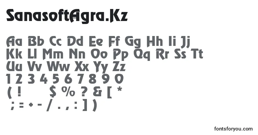 A fonte SanasoftAgra.Kz – alfabeto, números, caracteres especiais