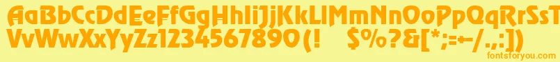 SanasoftAgra.Kz-Schriftart – Orangefarbene Schriften auf gelbem Hintergrund