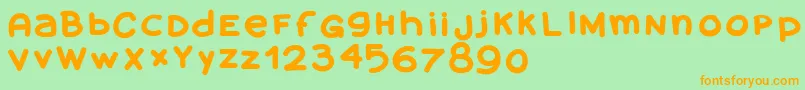 フォントAmanoblaxtendida – オレンジの文字が緑の背景にあります。
