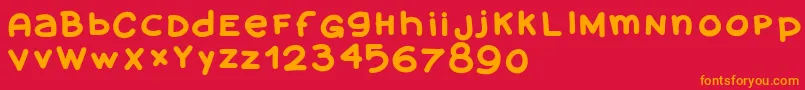 フォントAmanoblaxtendida – 赤い背景にオレンジの文字