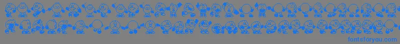 フォントPacman – 灰色の背景に青い文字