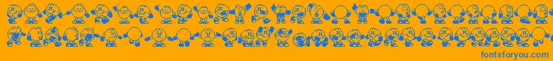 フォントPacman – オレンジの背景に青い文字